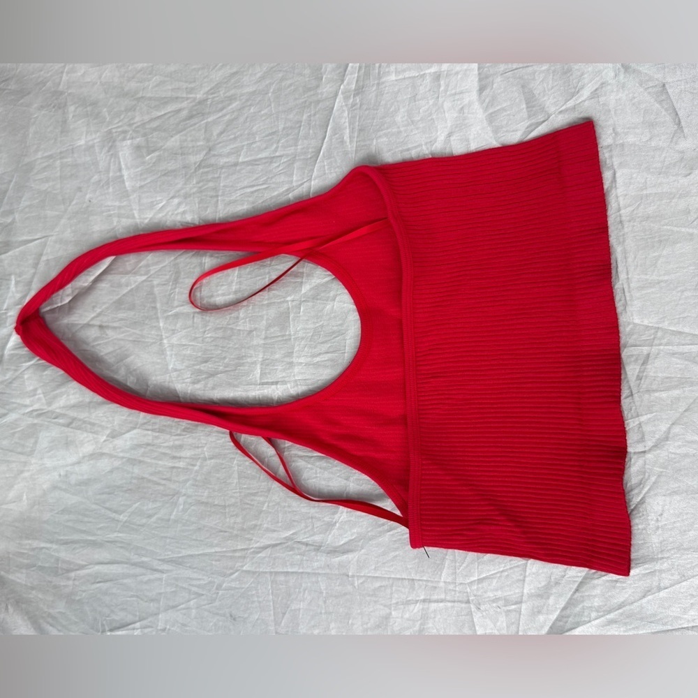 Red Ribbed Crop Top - Picture 5 of 10